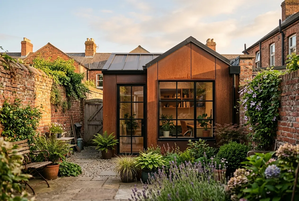 Corten steel garden studio in Stoneybatter